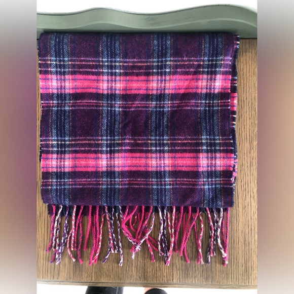 Coach | Wool and Cashmere Scarf | Pink, Purple, Plaid - Picture 3 of 5